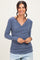 Blue Ribbed Knit Long Sleeve Wrap Nursing Top