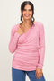 Mauve Ribbed Knit Long Sleeve Wrap Nursing Top