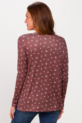 Brown Long Sleeve Henley Top