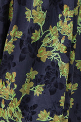 Navy Floral Satin Deep V-Neck Maxi Dress