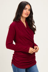 Burgundy Heathered Draped Wrap Nursing Top