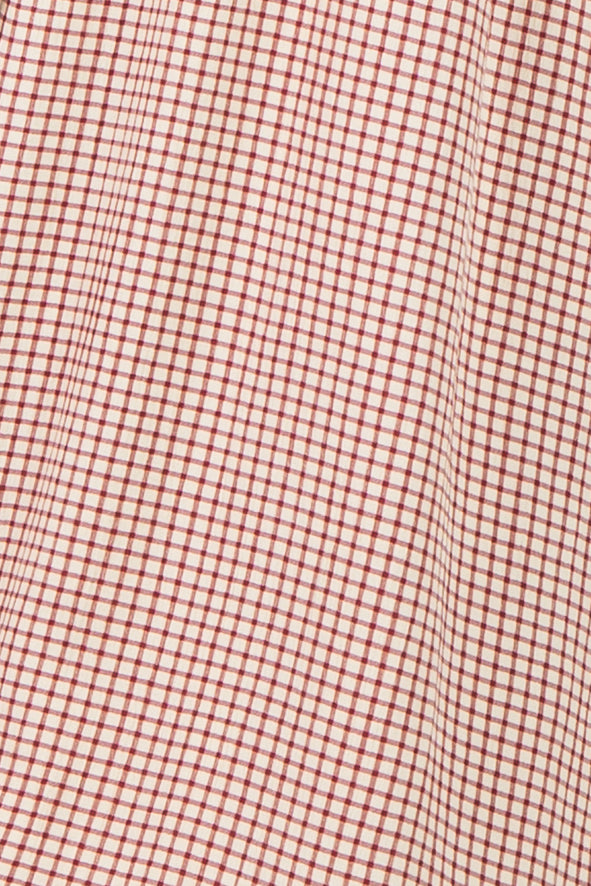 Ivory Red Gingham Lace Trim Midi Dress