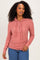 Mauve Long Sleeve Button Front Long Sleeve Fitted Top
