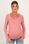 Mauve Lettuce Hem Fitted Long Sleeve Maternity Top
