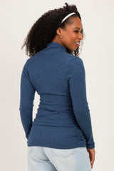 Navy Soft Heathered Draped Wrap Nursing Top