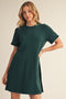 Hunter Green Contrast Ruffle T-Shirt Dress