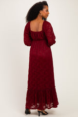 Burgundy Lace Long Sleeve Maxi Dress