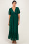 Hunter Green Floral Lace V-Neck Maxi Dress