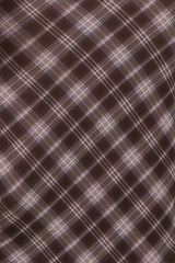 Brown Plaid Mesh Mock Neck Ruched Dress