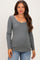 Olive Ribbed Rosette Trim Detail Maternity Long Sleeve Top