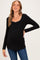 Black Ribbed Rosette Trim Detail Maternity Long Sleeve Top