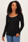 Black Ribbed Rosette Trim Detail Long Sleeve Top