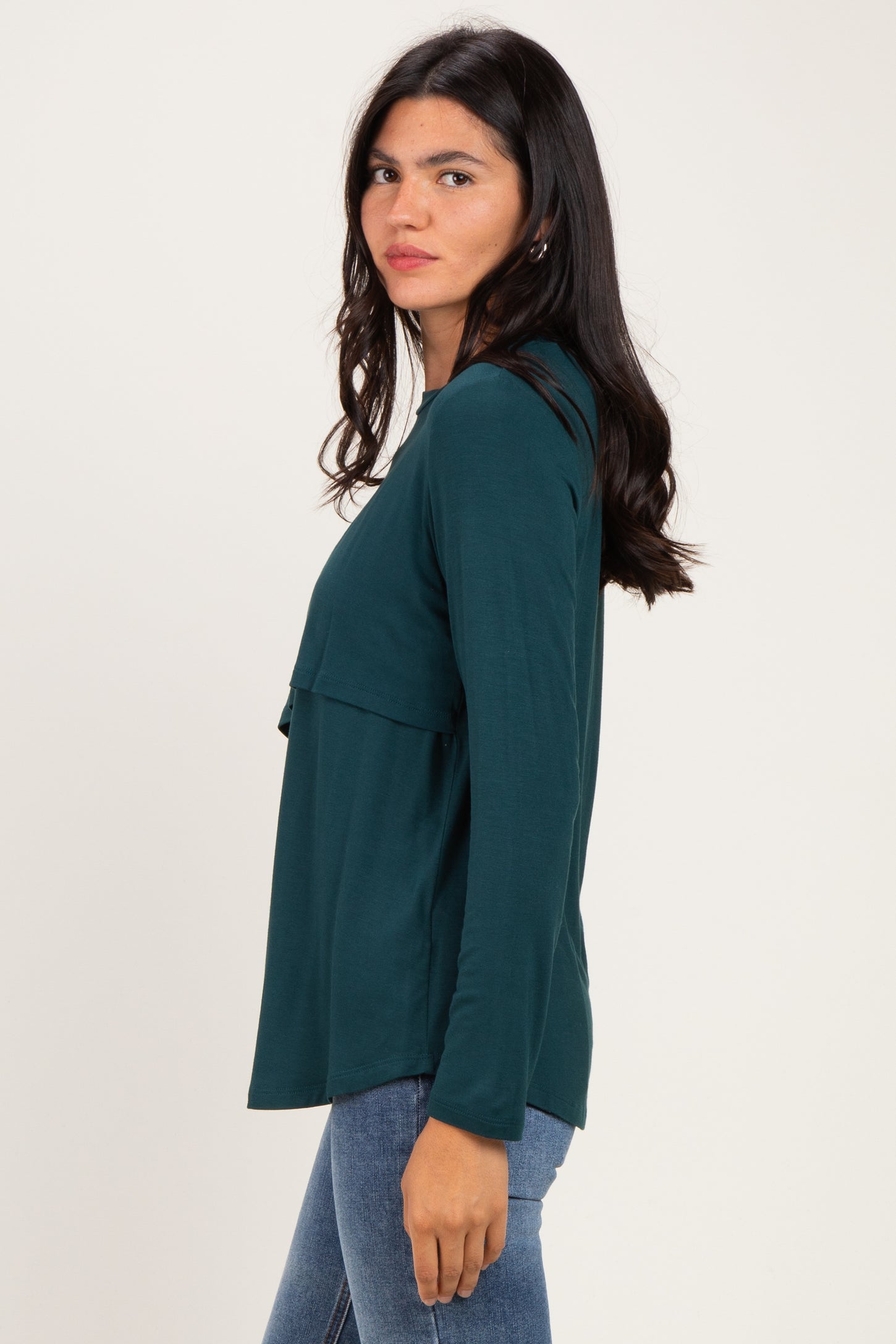 Hunter Green Nursing Lift-Up Long Sleeve Top