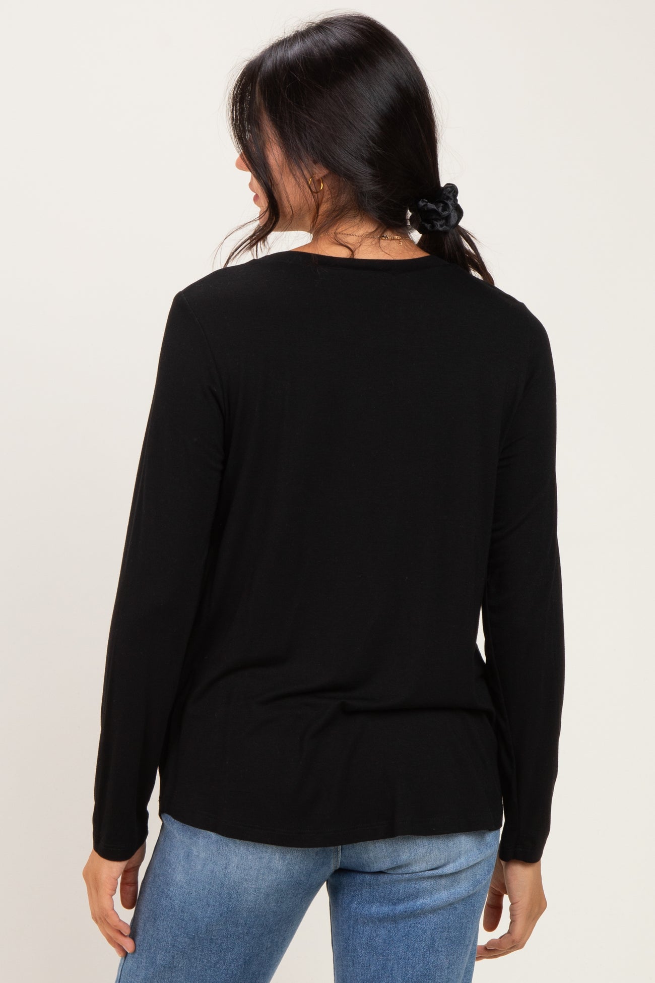 Black Nursing Lift-Up Long Sleeve Top