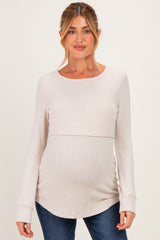 Oatmeal Maternity & Nursing Layered Knit Top
