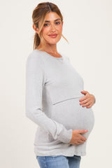 Heather Grey Maternity & Nursing Layered Knit Top