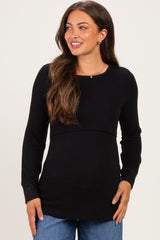 Black Maternity & Nursing Layered Knit Top