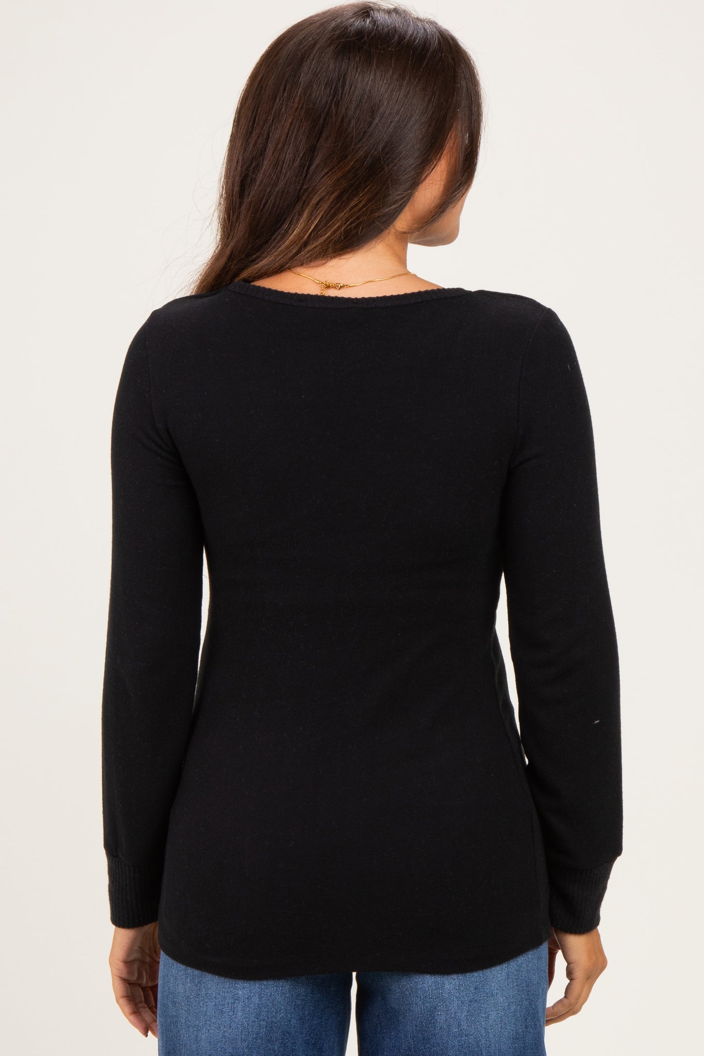 Black Maternity & Nursing Layered Knit Top