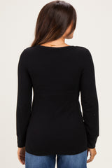 Black Maternity & Nursing Layered Knit Top