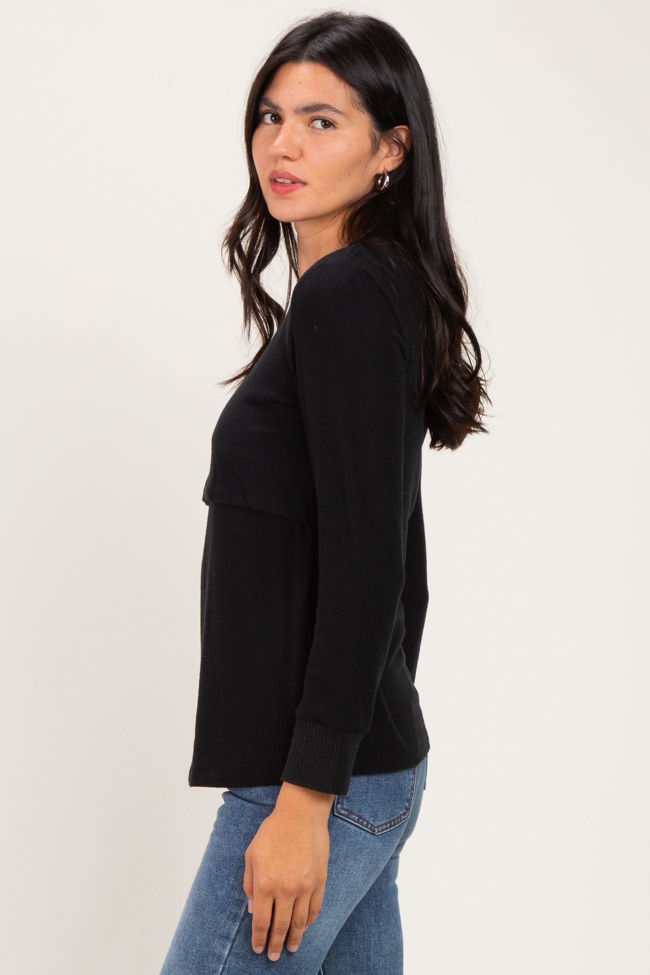 Black Nursing Layered Knit Top
