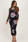 Black Floral Long Sleeve Mesh Maternity Midi Dress