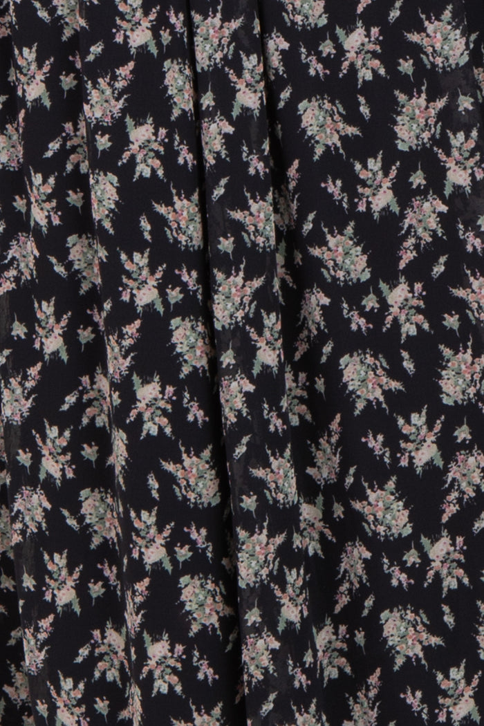 maternity wear in navy blue with a floral print pattern and pleated design