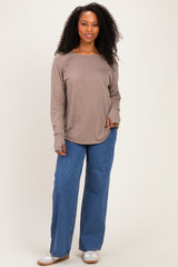 Cocoa Exposed Seam Long Sleeve Top