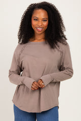 Cocoa Exposed Seam Long Sleeve Top