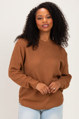 Deep Camel Knit Pullover Sweater