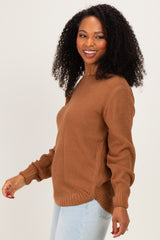 Deep Camel Knit Pullover Sweater