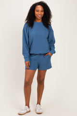 Dusty Blue Pullover & Shorts Set