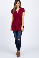 PinkBlush Burgundy Draped Front Nursing Top