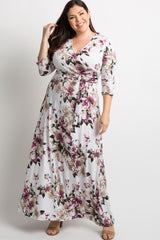 PinkBlush White Floral Plus Nursing Wrap Maxi Dress