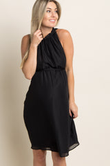 PinkBlush Black Chiffon High Neck Maternity Dress