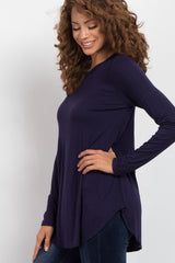 Navy Blue Basic Long Sleeve Top