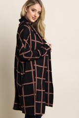 PinkBlush Black Plaid Long Knit Cardigan