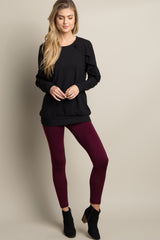 Deep Red Fleece Lined Maternity Leggings