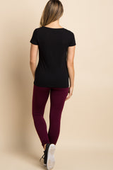 Deep Red Fleece Lined Maternity Leggings