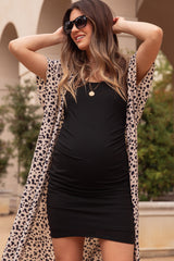 PinkBlush Black Sleeveless Ribbed Fitted Maternity Dress