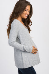 PinkBlush Heather Grey Knit Wrap Tie Maternity/Nursing Top