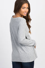 PinkBlush Heather Grey Knit Wrap Tie Maternity/Nursing Top