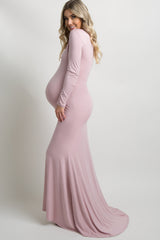 PinkBlush Pink Long Sleeve Photoshoot Maternity Gown/Dress