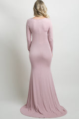 PinkBlush Pink Long Sleeve Photoshoot Maternity Gown/Dress