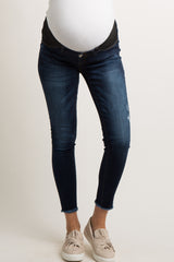 PinkBlush Blue Dark Wash Slightly Distressed Skinny Jeans