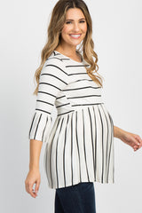 PinkBlush Ivory Striped Peplum Ruffle Maternity Top