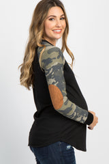 PinkBlush Black Camo Colorblock Maternity Top