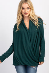 PinkBlush Forest Green Draped Wrap Nursing Top