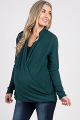 PinkBlush Forest Green Draped Wrap Maternity Nursing Top