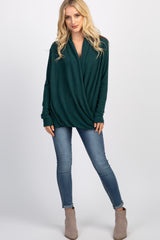 PinkBlush Forest Green Draped Wrap Nursing Top