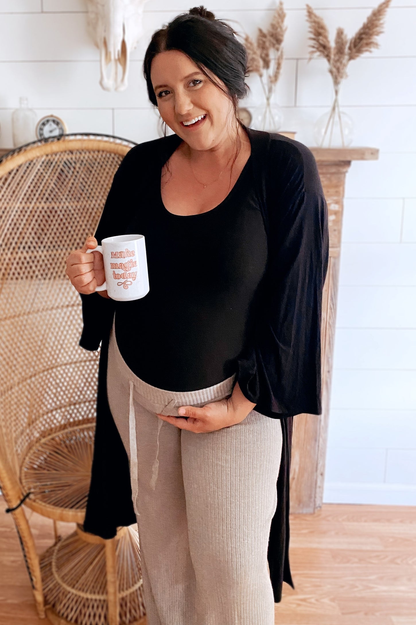 PinkBlush Black Delivery/Nursing Maternity Robe
